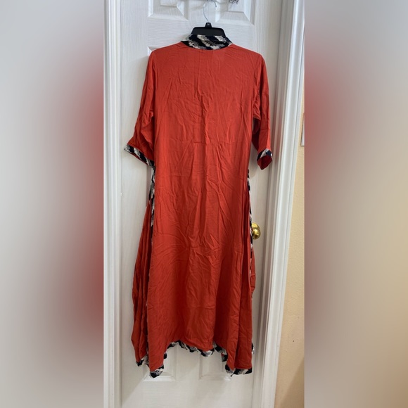 NEERU KUMAR Size M Dark Orange 3/4 Sleeve  Dress  Rayon - Picture 6 of 9